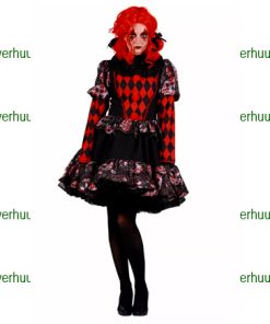 Horror clown zwart rood korte jurk