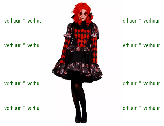 Horror clown zwart rood korte jurk