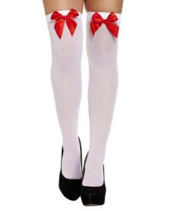 stay up kousen wit met rode strik