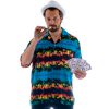 hawaiishirt blauw palmbomen