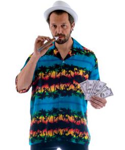 hawaiishirt blauw palmbomen