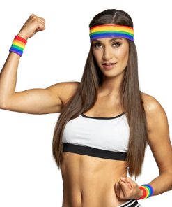 Zweetband set 3delig REGENBOOG