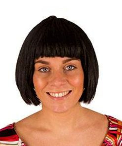 Korte carree zwarte pruik charleston