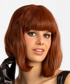 Lange carree kastanjebruine pruik