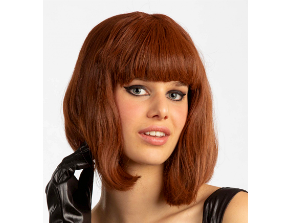 Lange carree kastanjebruine pruik