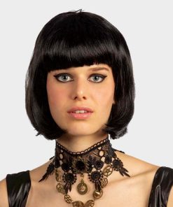 Lange carree zwarte pruik