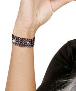 armband strass zwart zilver