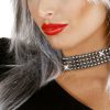 choker strass zwart zilver