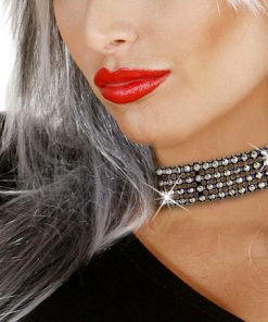 choker strass zwart zilver