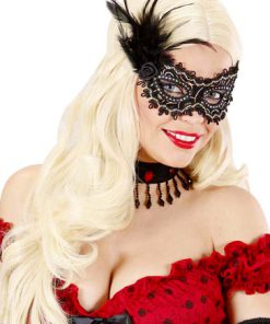 Galamasker zwart goud met pluim