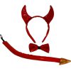Rode duivel staart diadeem en strik set