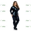 Catsuit zipper vooraan wetlook zwart