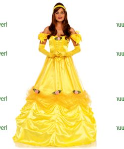 Belle kleed lang goud geel