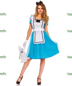 Alice in wonderland jurk blauw wit