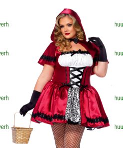 Roodkapje jurk met cape zwart rood X