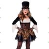 Steampunk zwart bruin jurk