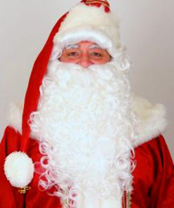 Kerstman baard en pruik set wit krul