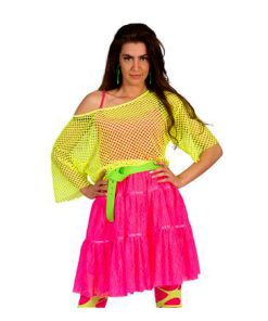 fluo neon net tshirt 80 geel
