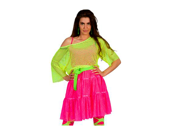 fluo neon net tshirt 80 groen