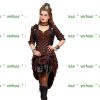 Steampunk bruin zwart jurk semi kort