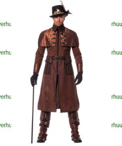 Steampunk herenmantel bruin