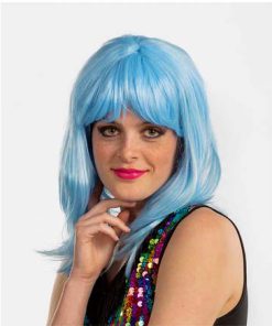 Blauwe cosplay pruik met bles