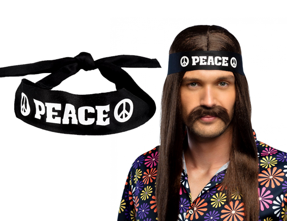 Peace hoofdband zwart wit