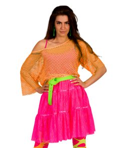 Fluo neon net tshirt oranje