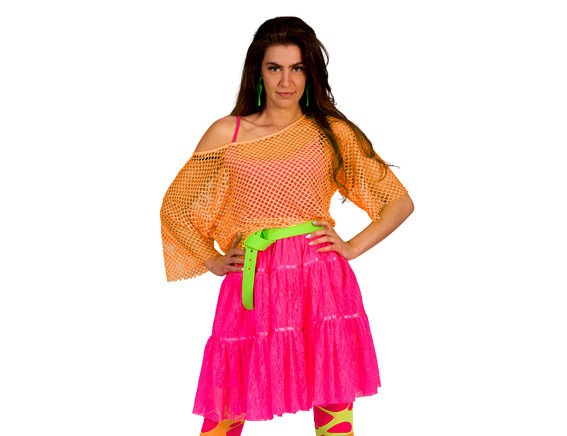 Fluo neon net tshirt oranje