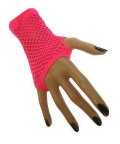 Fluo neon roze nethandschoenen kort