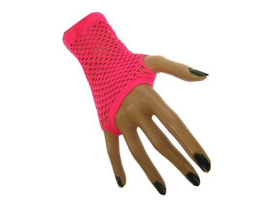 Fluo neon roze nethandschoenen kort