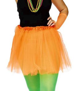 Fluo oranje tulle rok M