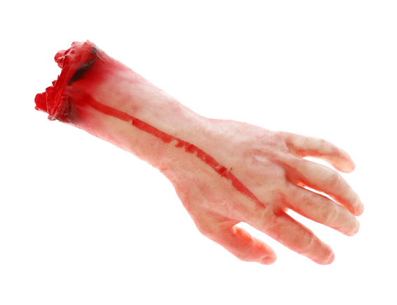 Bloederige arm afgehakte lichaamsdelen