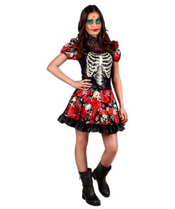 Skeleton queen dress 14-16 jaar dotd rood