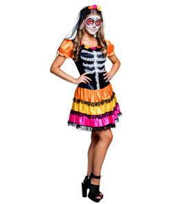 Skeleton queen dress 14-16 jaar dotd oranje