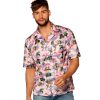 Hawaii shirt roze met flamingos M