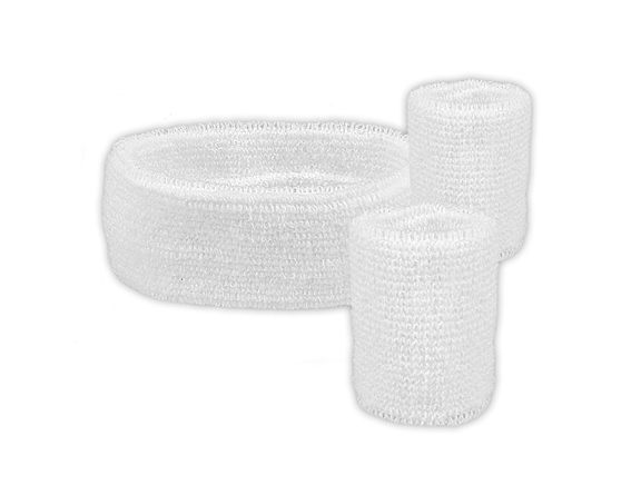 Witte zweetband set hoofd en armbanden