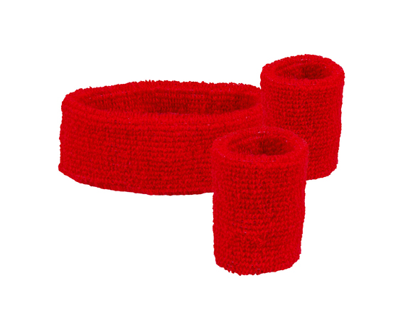 Rode zweetband set hoofd en armbanden