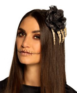 Bloemenclip met skelettenhand 