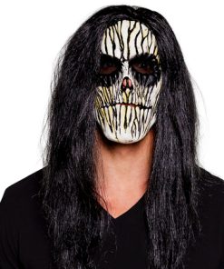 Grellig halloween masker met grijs haar