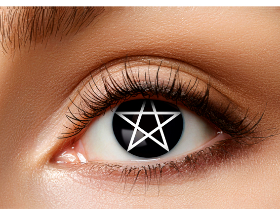 Lenzen pentagram wit zwart halloween cosplay elftopia