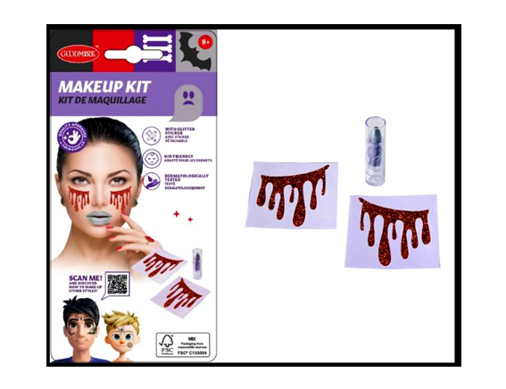 Lippenstift zilver met bloedtranen stickers