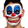Masker horror killerclown wit blauw rood