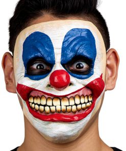 Masker horror killerclown wit blauw rood