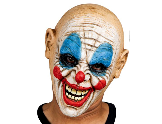 Masker killerclown wit blauw rood volledig