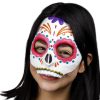 Half face masker dios de los muertos wit roze
