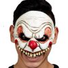 Half face masker killerclown wit geel