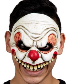 Half face masker killerclown wit geel