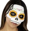 Half face masker dios de los muertos wit geel unisex