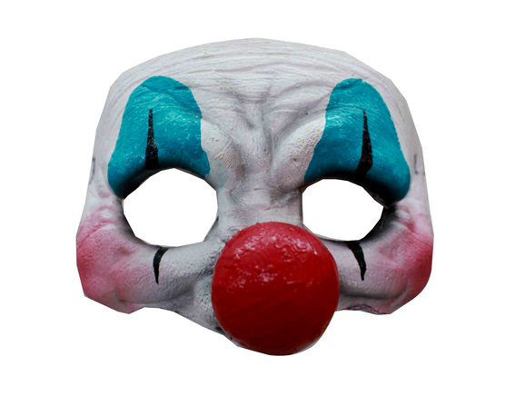 Half face masker killerclown wit blauw